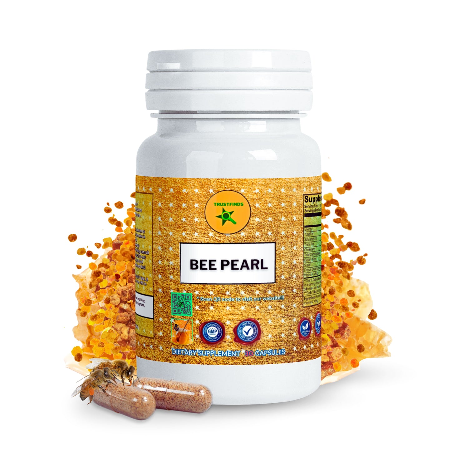 Trustfinds Bee Pearls - Natural Immunity & Vitality Support, Bee Bread Extract + Vitamin C, Non-GMO Bee Pollen Capsules
