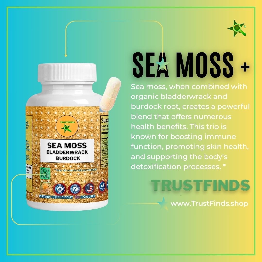 Trustfinds Sea Moss Plus - Organic Capsules Plus Bladderwrack & Burdock Root | Immunity Supplement Pills - 1 Pack