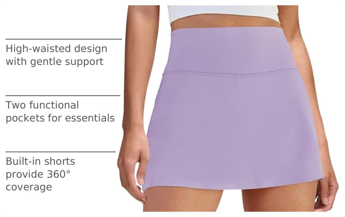 DLOODA Womens Skort Tennis Skirt with Pocket Shorts