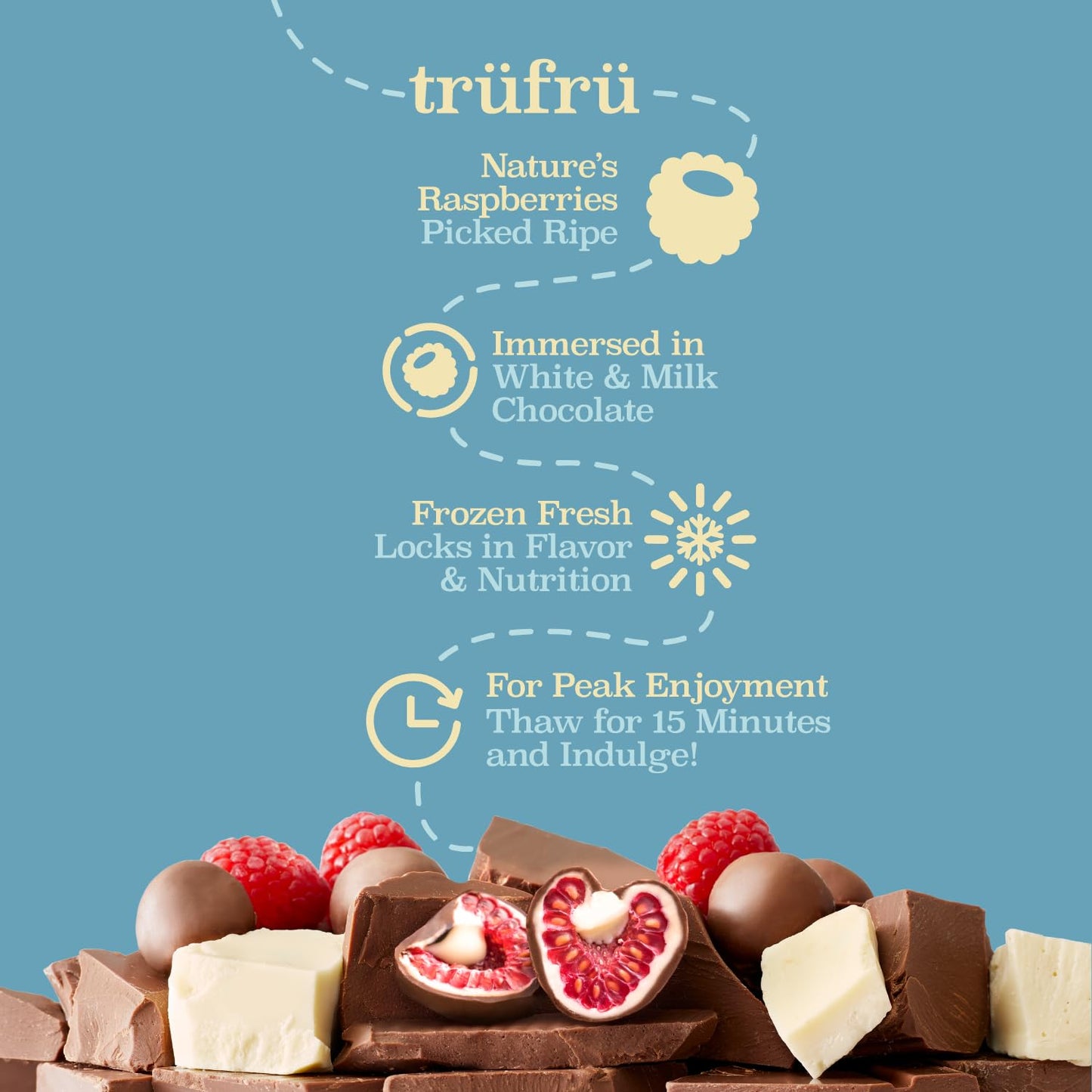 Tru Fru Nature's Raspberries Hyper-Chilled in White & Milk Chocolate, 8 Ounce Bag