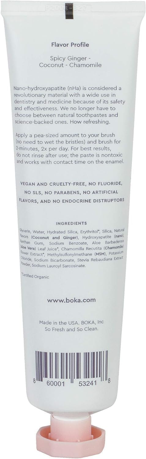 Boka Fluoride Free Toothpaste Nano Hydroxyapatite, Helps Remineralize, Appropriate for Sensitive Teeth, Whitening - for Adult, Kids Oral Care - Ela Mint Flavor, 4 Fl Oz 1Pk US Manufactured