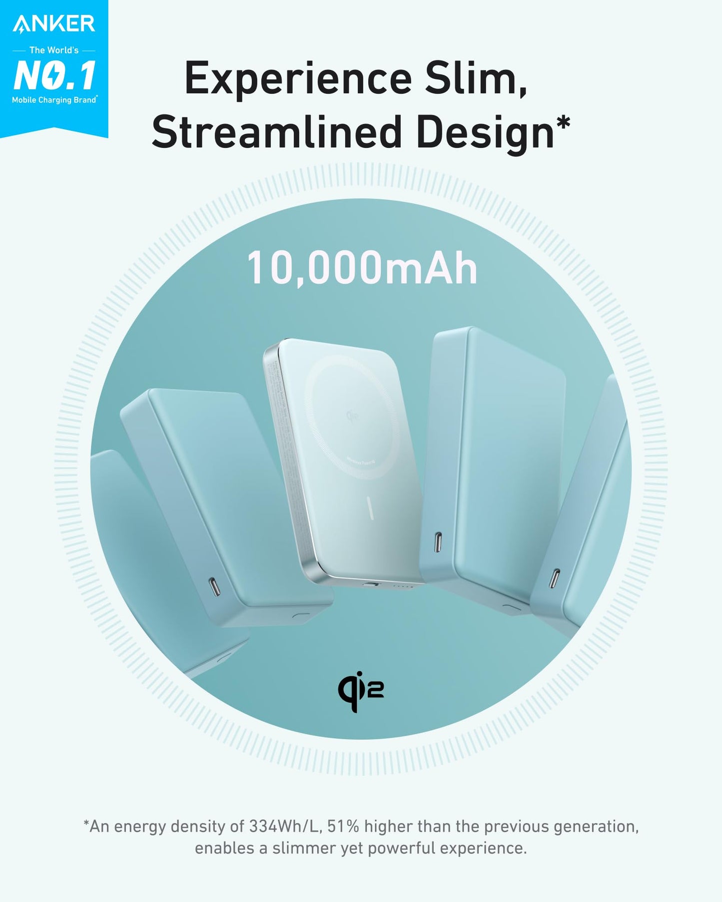 Anker MagGo Power Bank, Ultra-Slim 10,000mAh Magnetic Battery Pack, Qi2 Certified 15W Ultra-Fast MagSafe Compatible Portable Charger, Ergonomic Design, for iPhone16/15/14/13/12 Series Only
