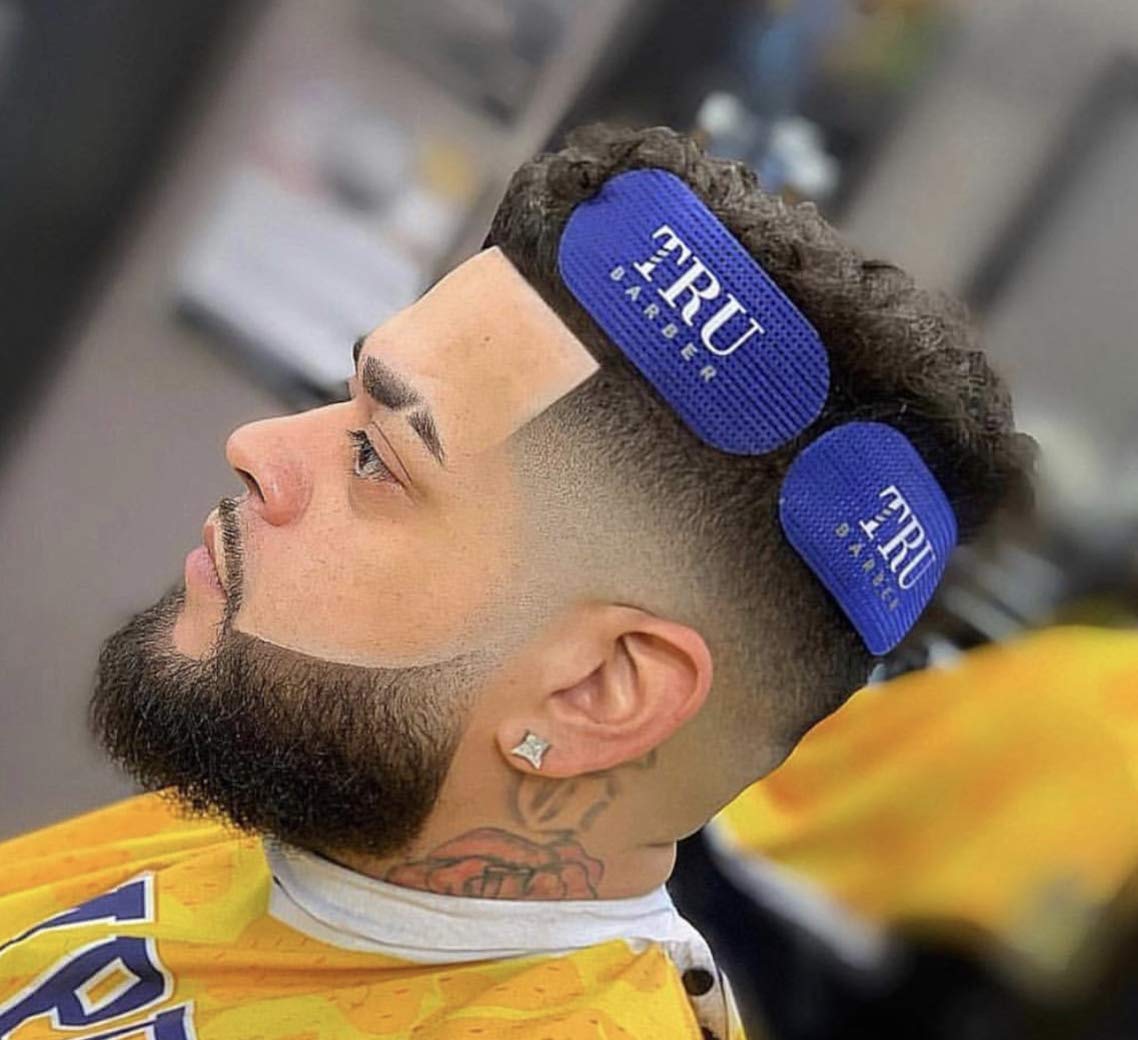 TRU BARBER HAIR GRIPPERS ® 2 COLORS BUNDLE PACK 4 PCS for Men and Women - Salon and Barber, Hair Clips for Styling, Hair holder Grips (Blue/Grey)