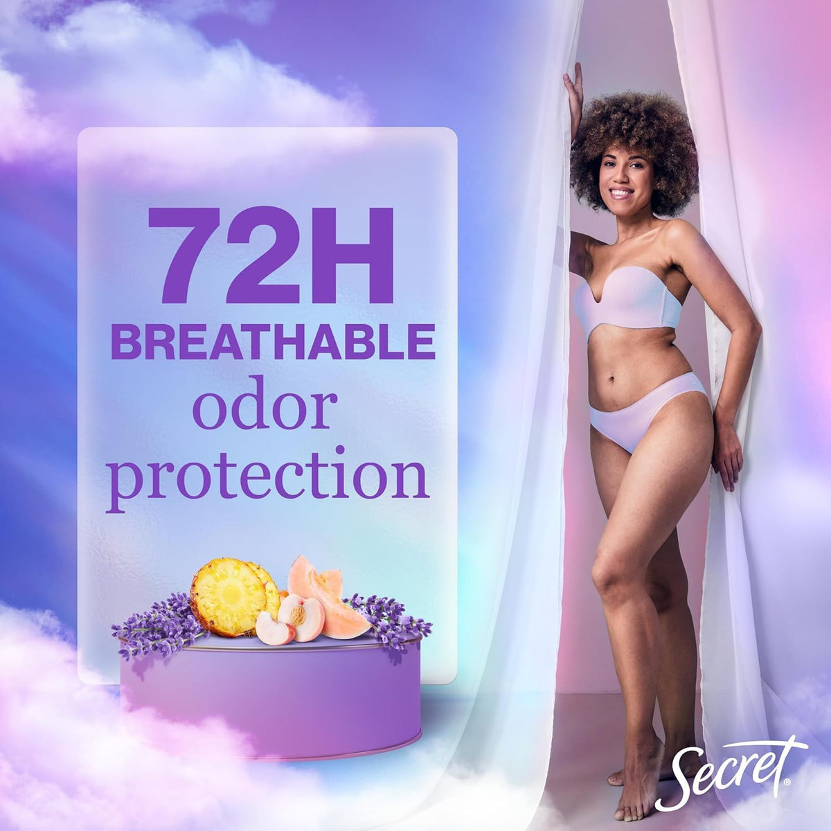 Secret Fresh Antiperspirant Deodorant for Women, 72hr Breathable Sweat & Odor Protection, Instant Freshness & Gentle, PH Balancing Minerals, Clear Gel, Relaxing Lavender Scent, 2.6 oz