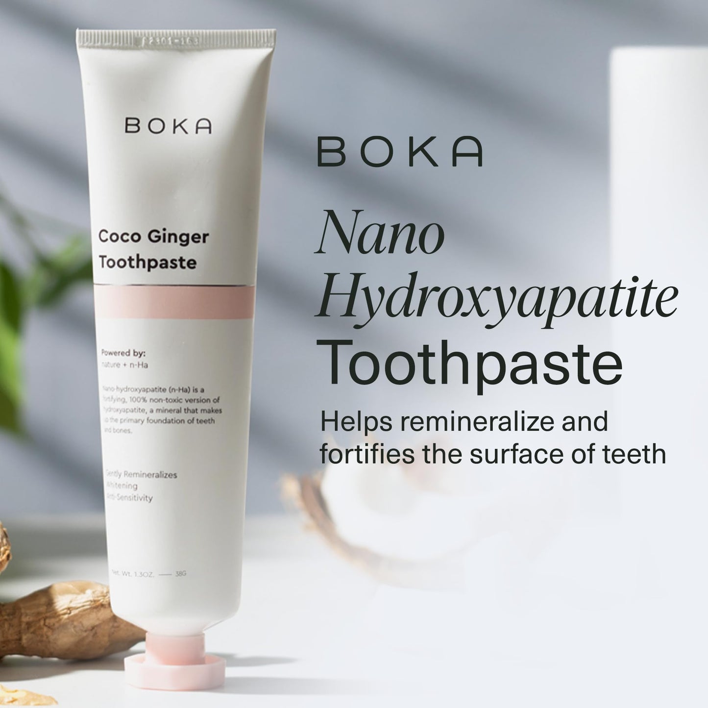 Boka Fluoride Free Toothpaste Nano Hydroxyapatite, Helps Remineralize, Appropriate for Sensitive Teeth, Whitening - for Adult, Kids Oral Care - Ela Mint Flavor, 4 Fl Oz 1Pk US Manufactured