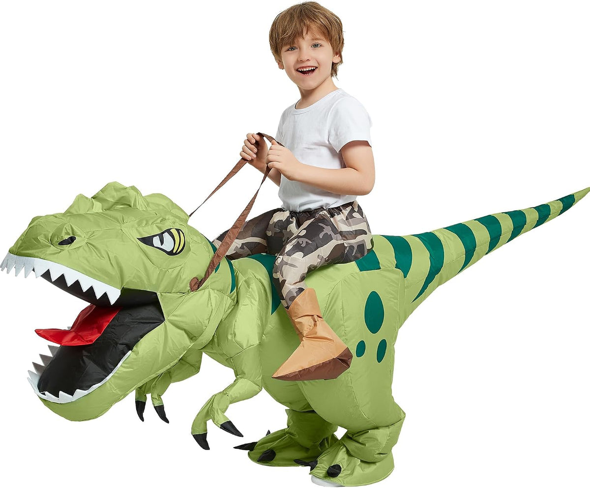 One Casa Inflatable Dinosaur Costume for Kids,Blow Up Halloween T Rex Suit