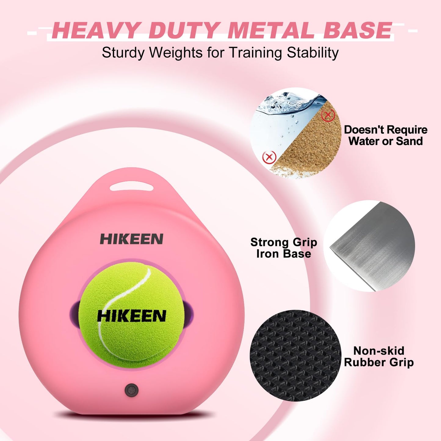 Hikeen Premium Tennis Trainer Rebound with Metal Base,Portable Solo Tennis Trainer Set with 3 Highly Elastic String Balls,Tennis Practice Equipment for Adult Kids and Beginners