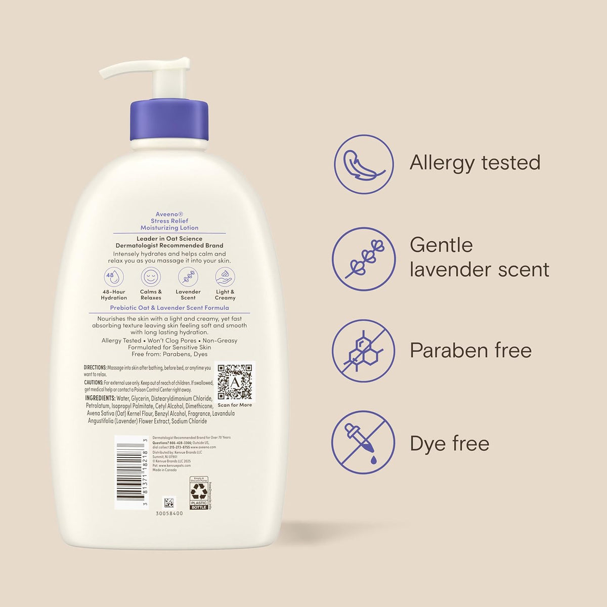 Aveeno Stress Relief Body Wash, Lavender Scent, 33 fl. oz