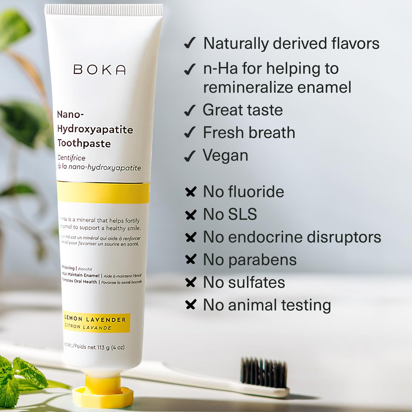 Boka Fluoride Free Toothpaste Nano Hydroxyapatite, Helps Remineralize, Appropriate for Sensitive Teeth, Whitening - for Adult, Kids Oral Care - Ela Mint Flavor, 4 Fl Oz 1Pk US Manufactured