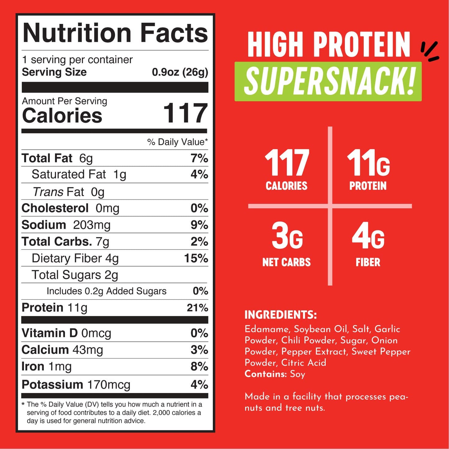 The Only Bean Crunchy Dry Roasted Edamame Snacks (Sea Salt), Keto Snack Food, High Protein (11g) Healthy Snacks, Low Carb Gluten Free Office Vegan Food 100 Calorie Snack Pack, 0.9oz 10 Pack
