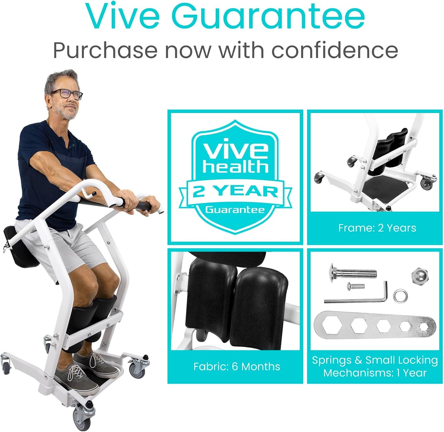 Vive Mobility Sit to Stand Patient Lift for Handicapped - Stand Assist Lift Aid for Home Care Use - Elderly Lift Assist Transfer Device - Transport Chair Stand Assist for Seniors, Adults & Disabled