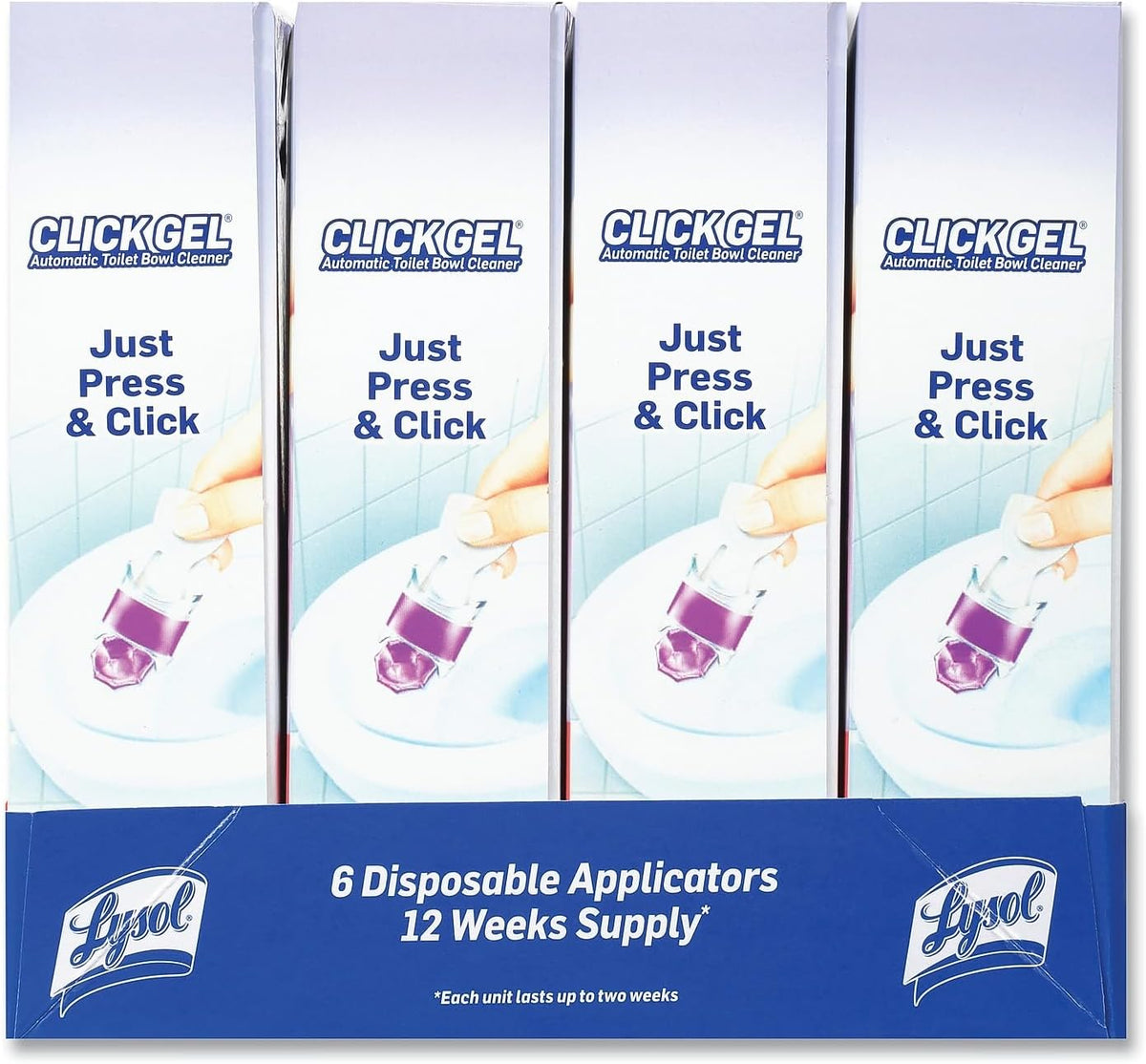 Lysol Click Gel Toilet Bowl Cleaner, Gel Stamp, Lavender, 6 Count