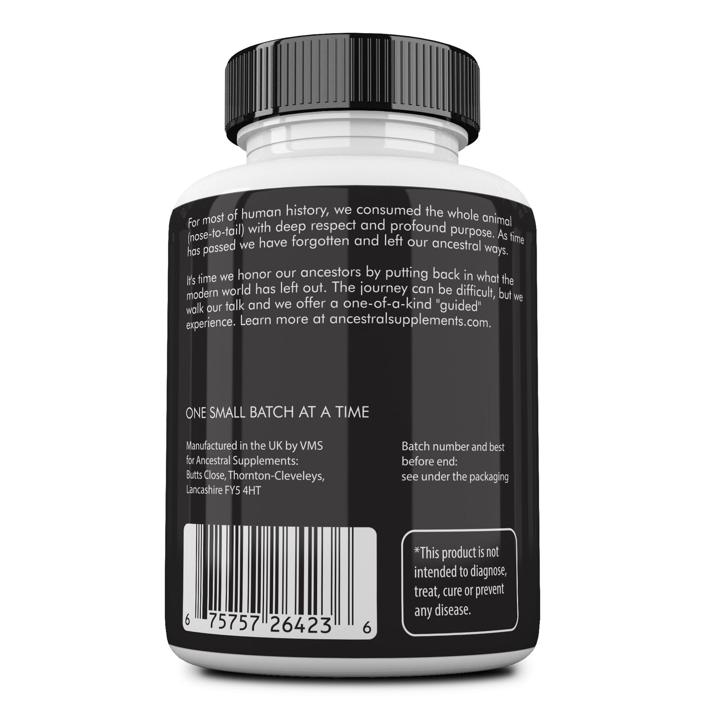 Ancestral Supplements Grass Fed Beef Liver 180 Capsules, Supports Energy Production, Detoxification, Digestion, Immunity and Full Body Wellness, Non-GMO, Freeze Dried Liver Health Supplement