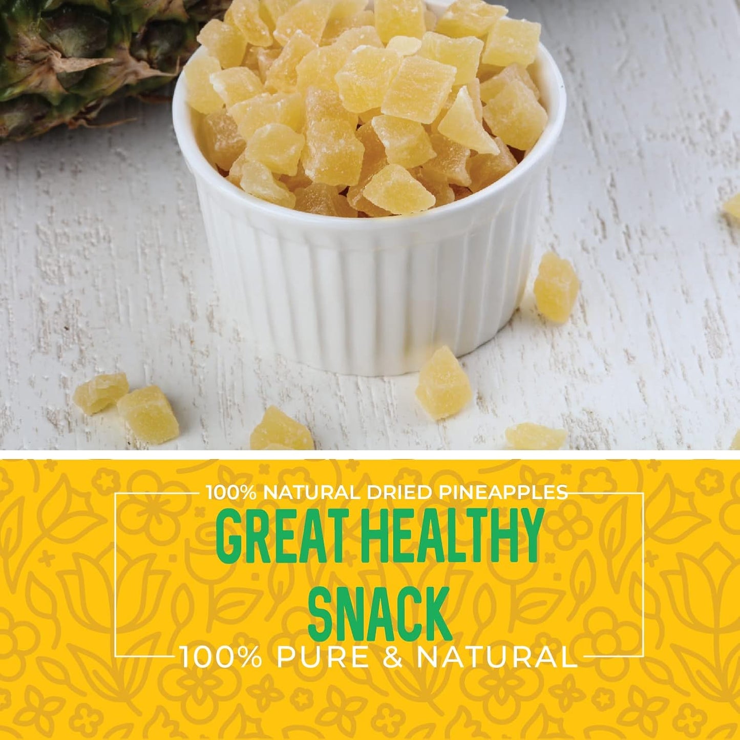 Herbaila Dried Pineapple Chunks, 1 Pound. Dehydrated Pineapple Chunk, Dehydrated Pineapple Bulk, Dried Pineapple Bits. All Natural, Non-GMO, Lightly Sweetened Dried Pineapples, 16 oz.