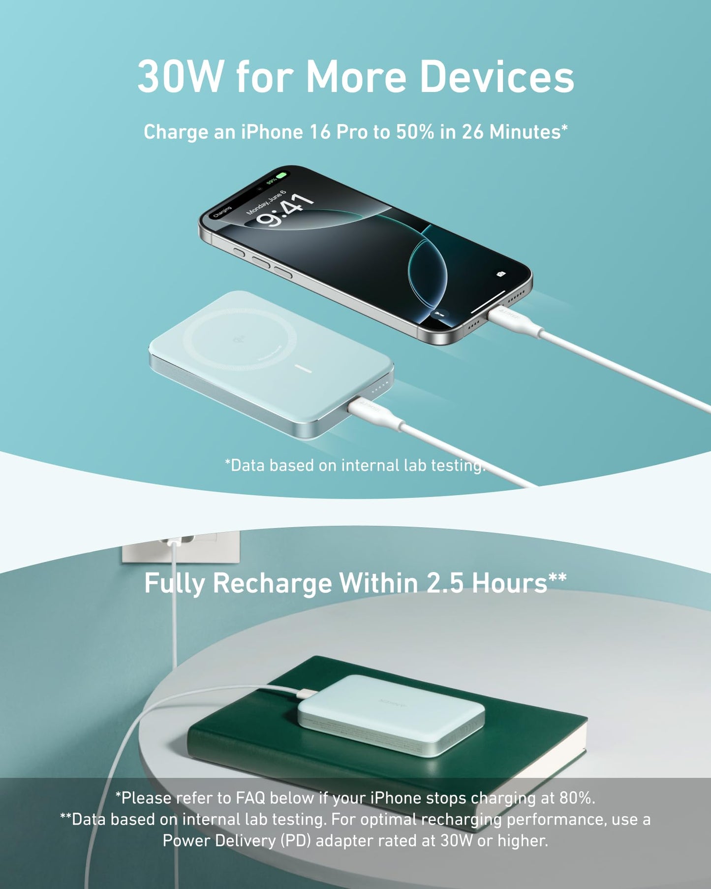 Anker MagGo Power Bank, Ultra-Slim 10,000mAh Magnetic Battery Pack, Qi2 Certified 15W Ultra-Fast MagSafe Compatible Portable Charger, Ergonomic Design, for iPhone16/15/14/13/12 Series Only
