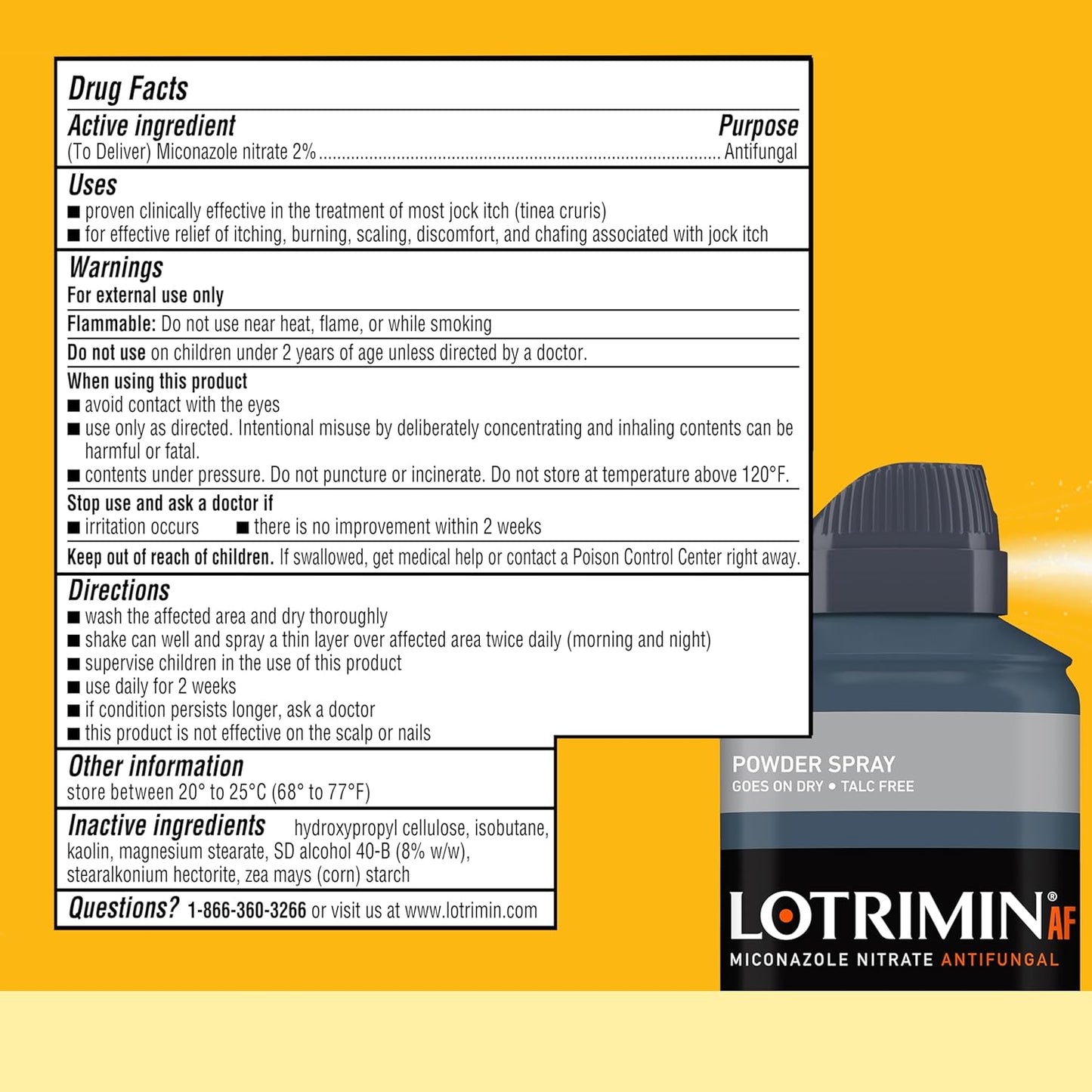 Lotrimin AF Jock Itch Antifungal Powder Spray, Miconazole Nitrate 2% - Treatment of Most Itch, 4.6 Ounces (133 Grams) Spray Can (Pack 3)