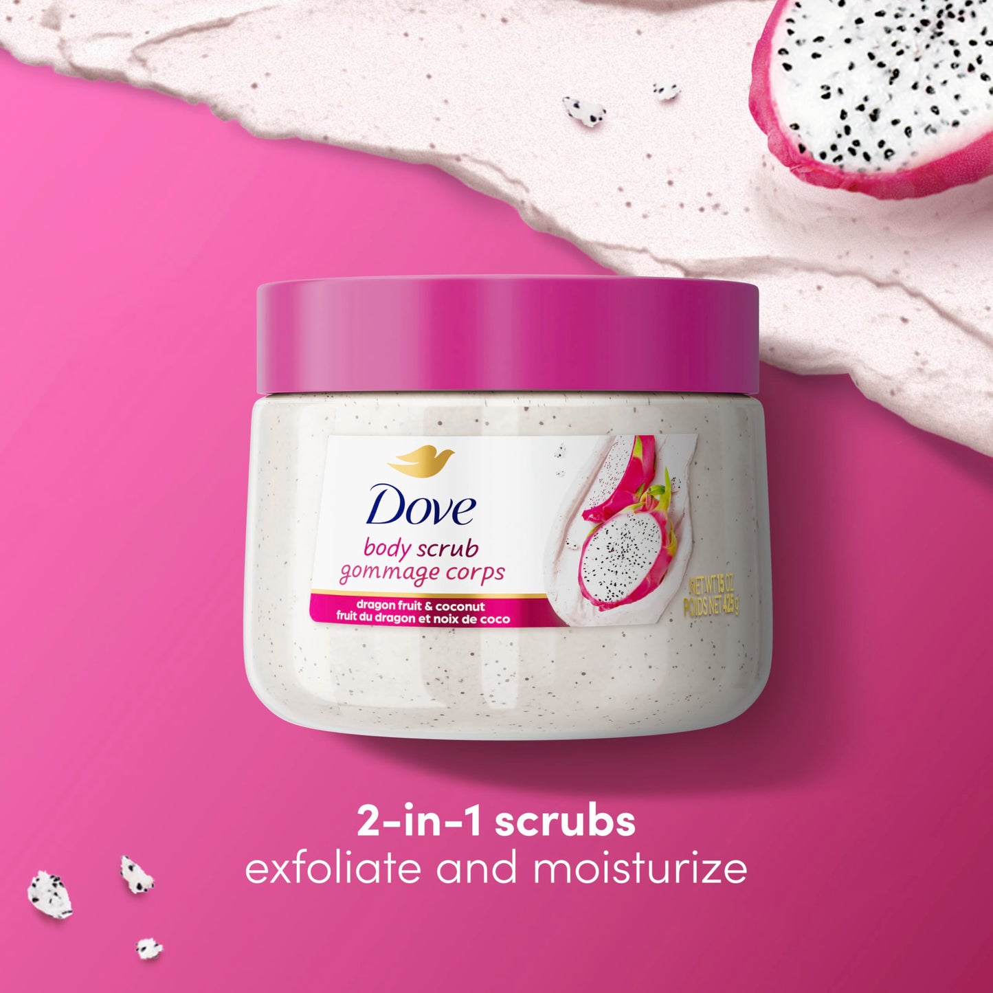 Dove Brown Sugar and Coconut Butter Body Scrub Exfoliates and Deeply Nourishes for Smooth, Radiant Skin 15 oz