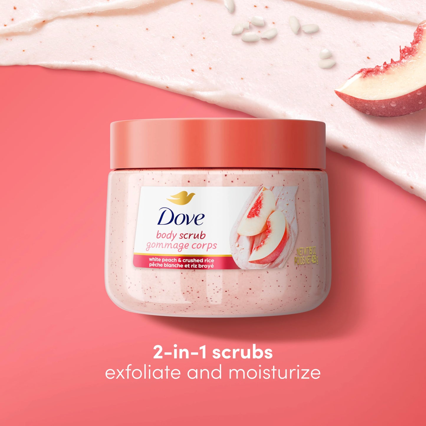 Dove Brown Sugar and Coconut Butter Body Scrub Exfoliates and Deeply Nourishes for Smooth, Radiant Skin 15 oz
