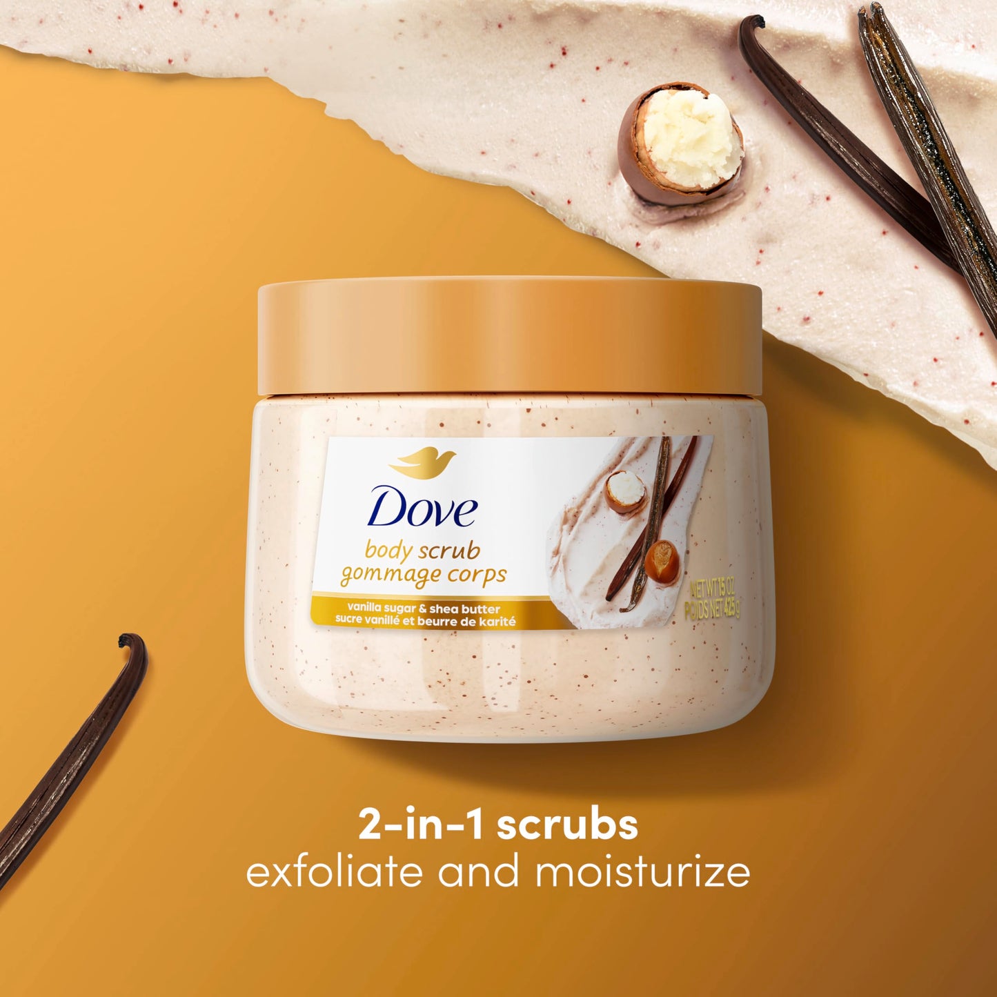 Dove Brown Sugar and Coconut Butter Body Scrub Exfoliates and Deeply Nourishes for Smooth, Radiant Skin 15 oz