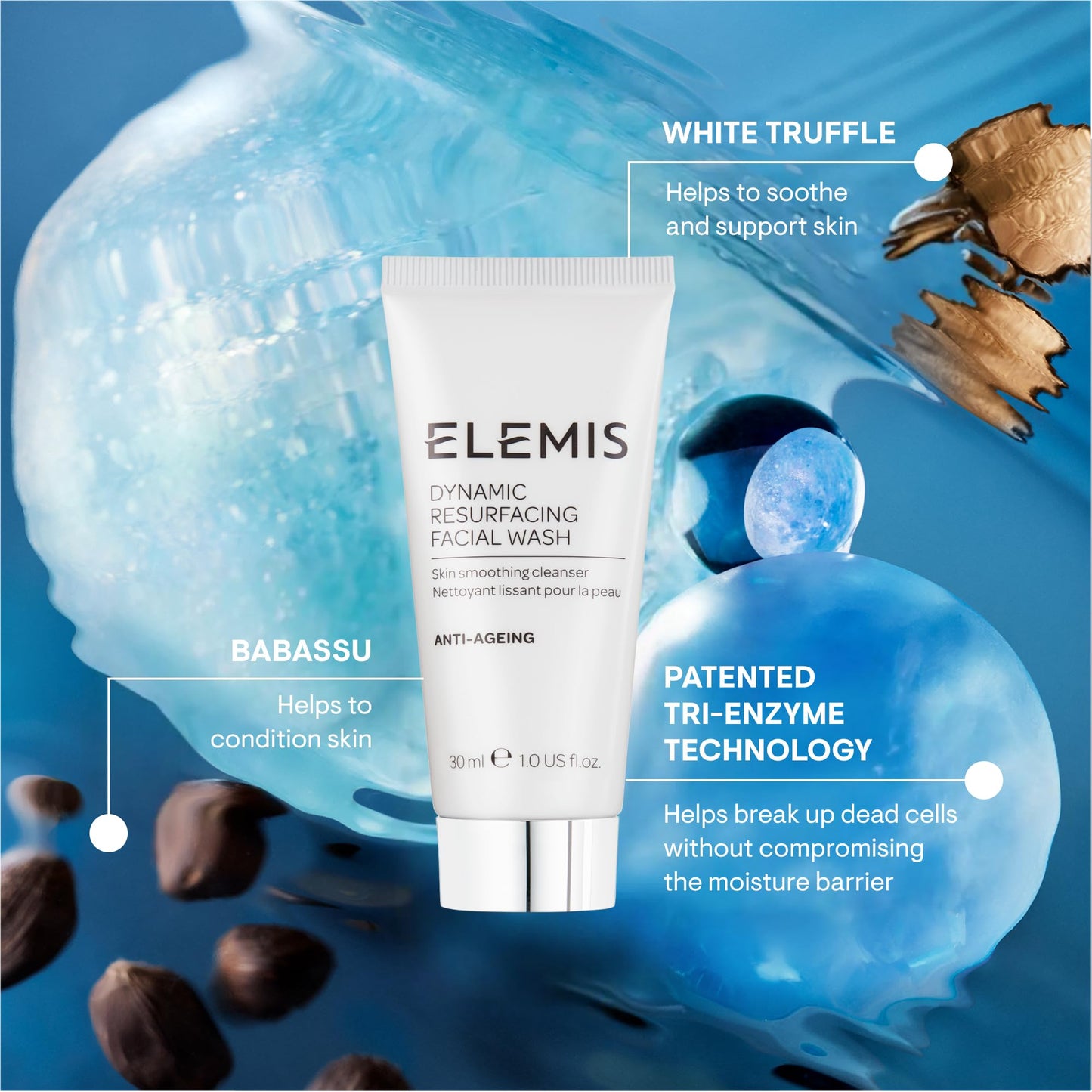ELEMIS Dynamic Resurfacing Facial Wash, Anti-Aging Exfoliating Face Wash and Enzyme Gel Cleanser for All Skin Types