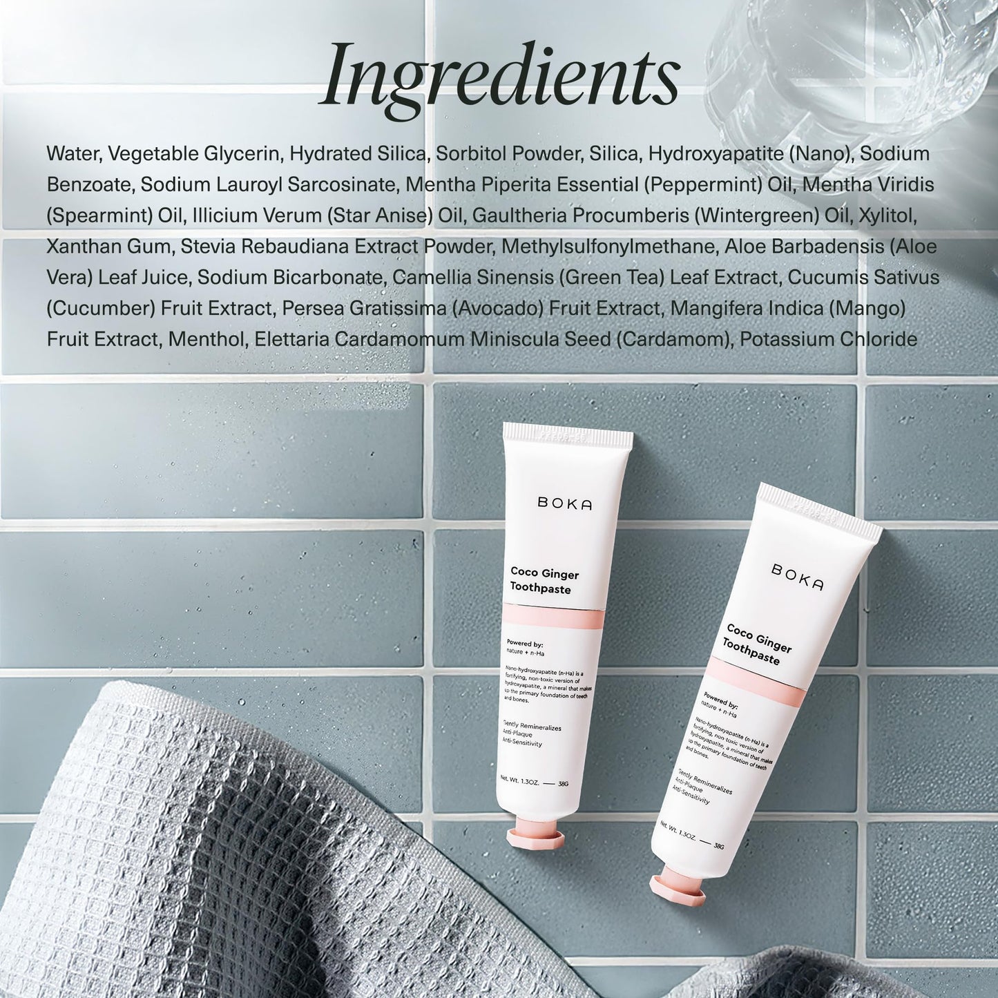 Boka Fluoride Free Toothpaste Nano Hydroxyapatite, Helps Remineralize, Appropriate for Sensitive Teeth, Whitening - for Adult, Kids Oral Care - Ela Mint Flavor, 4 Fl Oz 1Pk US Manufactured