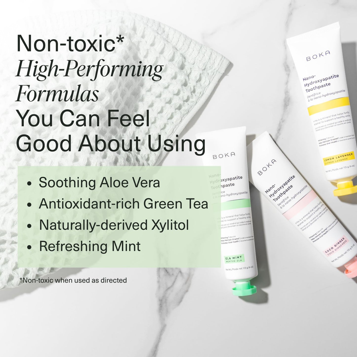 Boka Fluoride Free Toothpaste Nano Hydroxyapatite, Helps Remineralize, Appropriate for Sensitive Teeth, Whitening - for Adult, Kids Oral Care - Ela Mint Flavor, 4 Fl Oz 1Pk US Manufactured