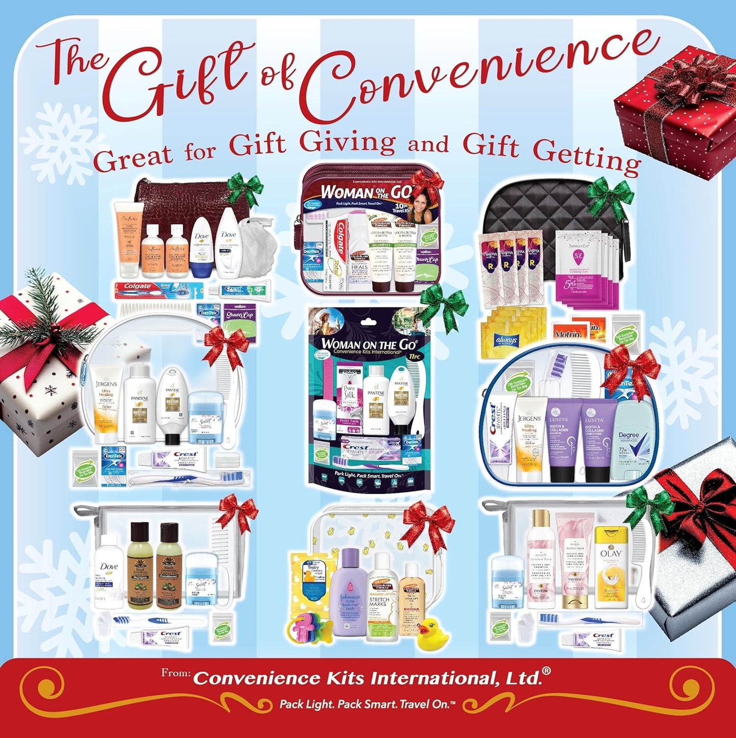 Convenience Kits International Women's Multicultural 10 PC Grooming/Hygiene Travel Kit Featuring: Palmer's Travel-Size Hair & Body Products, Beige, (23AZ)