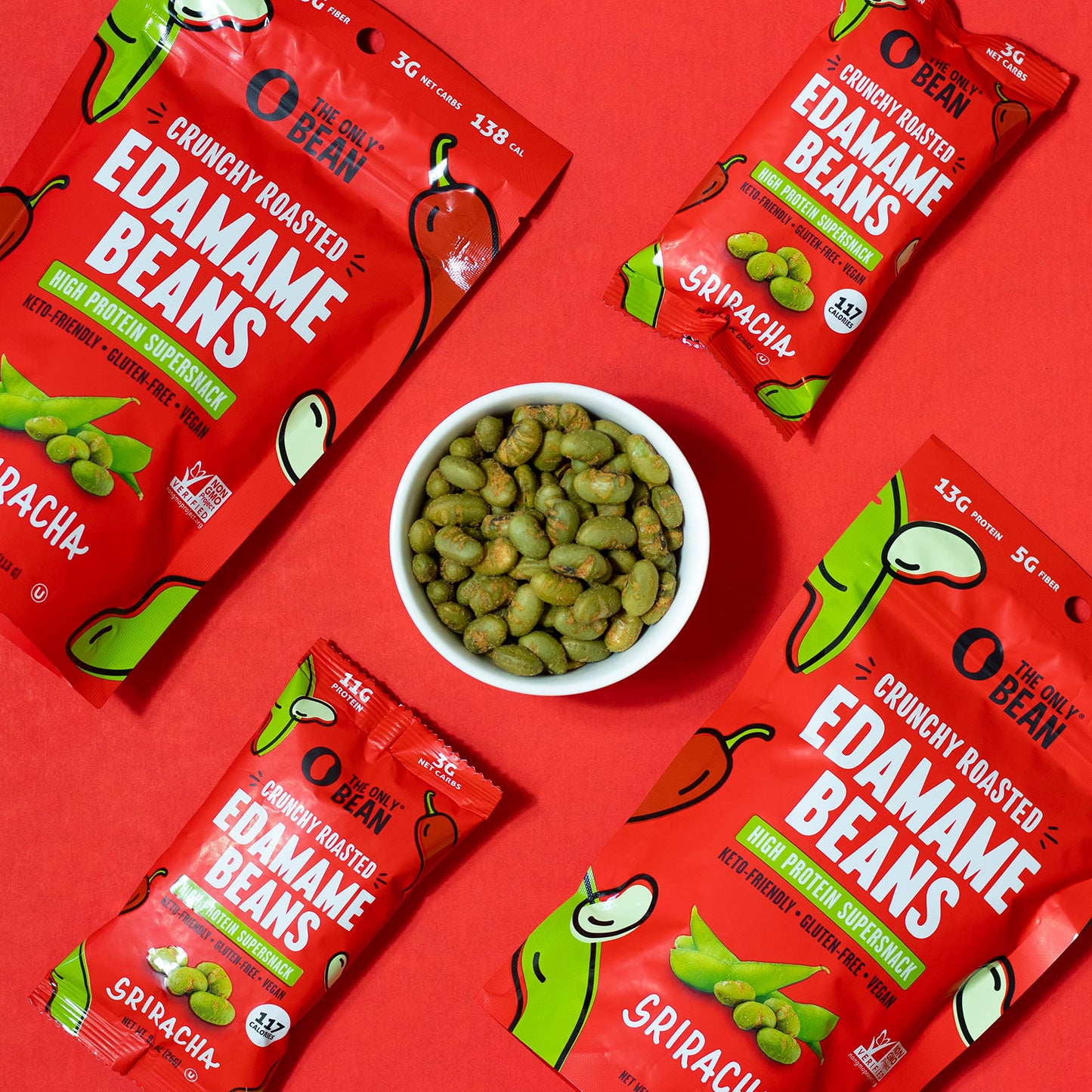 The Only Bean Crunchy Dry Roasted Edamame Snacks (Sea Salt), Keto Snack Food, High Protein (11g) Healthy Snacks, Low Carb Gluten Free Office Vegan Food 100 Calorie Snack Pack, 0.9oz 10 Pack