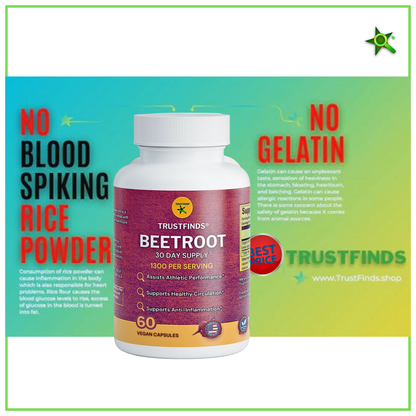 Trustfinds Organic Beet Root Powder Capsules - Supports Blood Pressure, Increase Stamina, Digestive, Immune System (Pure, Non-GMO & Gluten Free)
