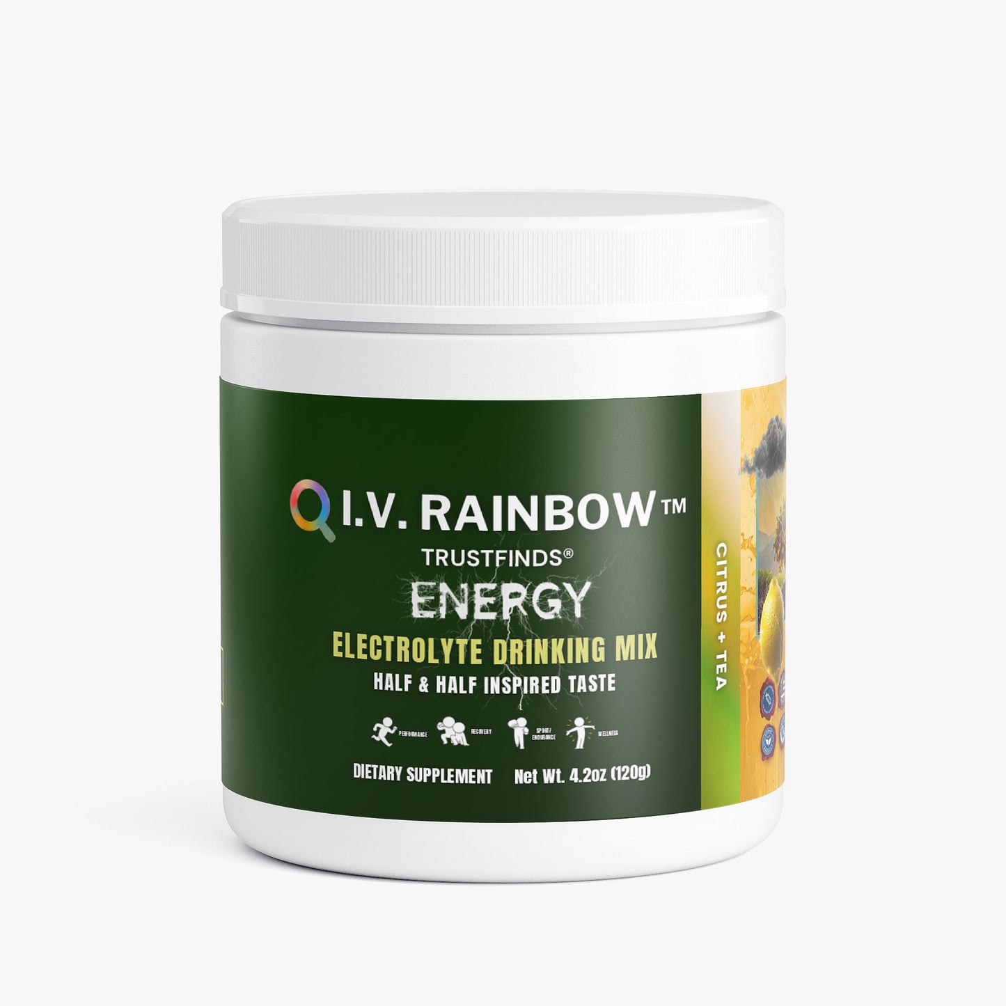 I.V. RAINBOW™ Electrolyte Drink Powder – Citrus + Tea – Zero Sugar,  Energy Supplement – Sodium, Potassium, Magnesium & Calcium – Keto Electrolytes Mix for Rapid Rehydration – 4.2 oz