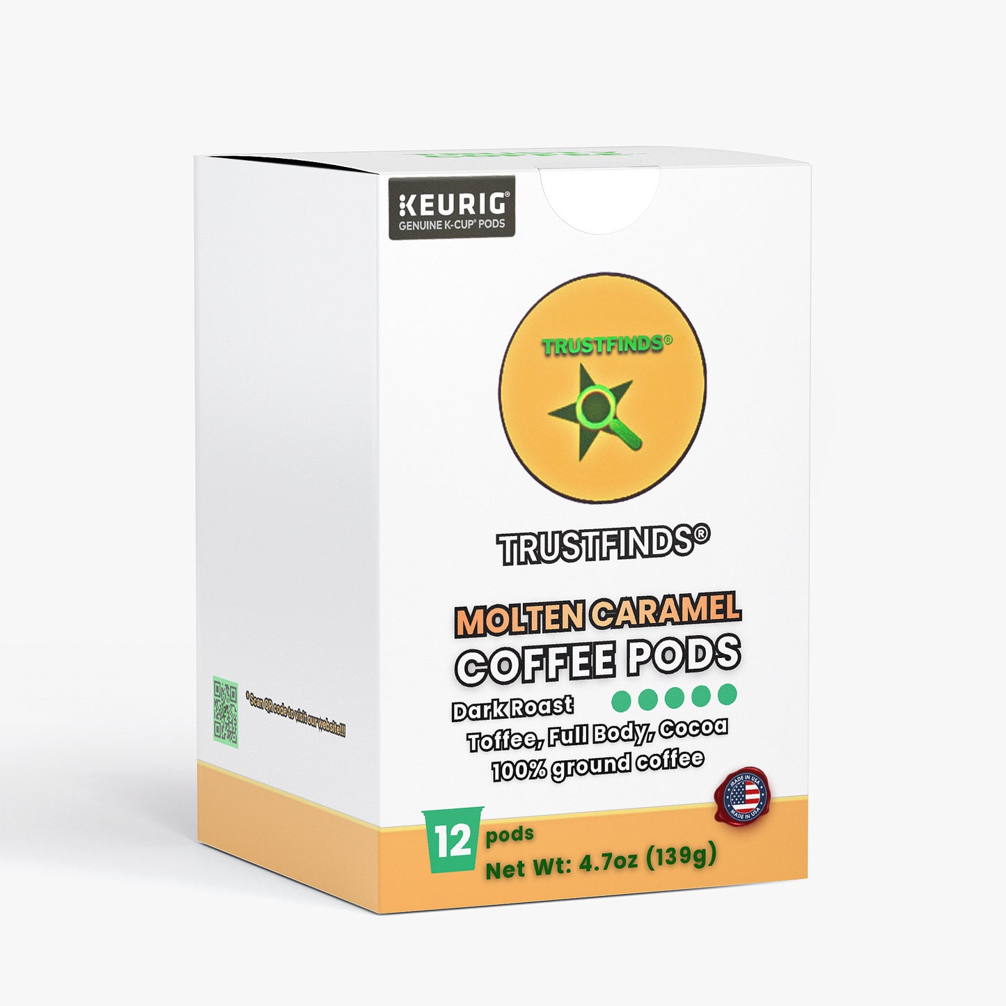TRUSTFINDS® TRUSTY COFFEE™ Molten Caramel Coffee Pods (Dark Roast)