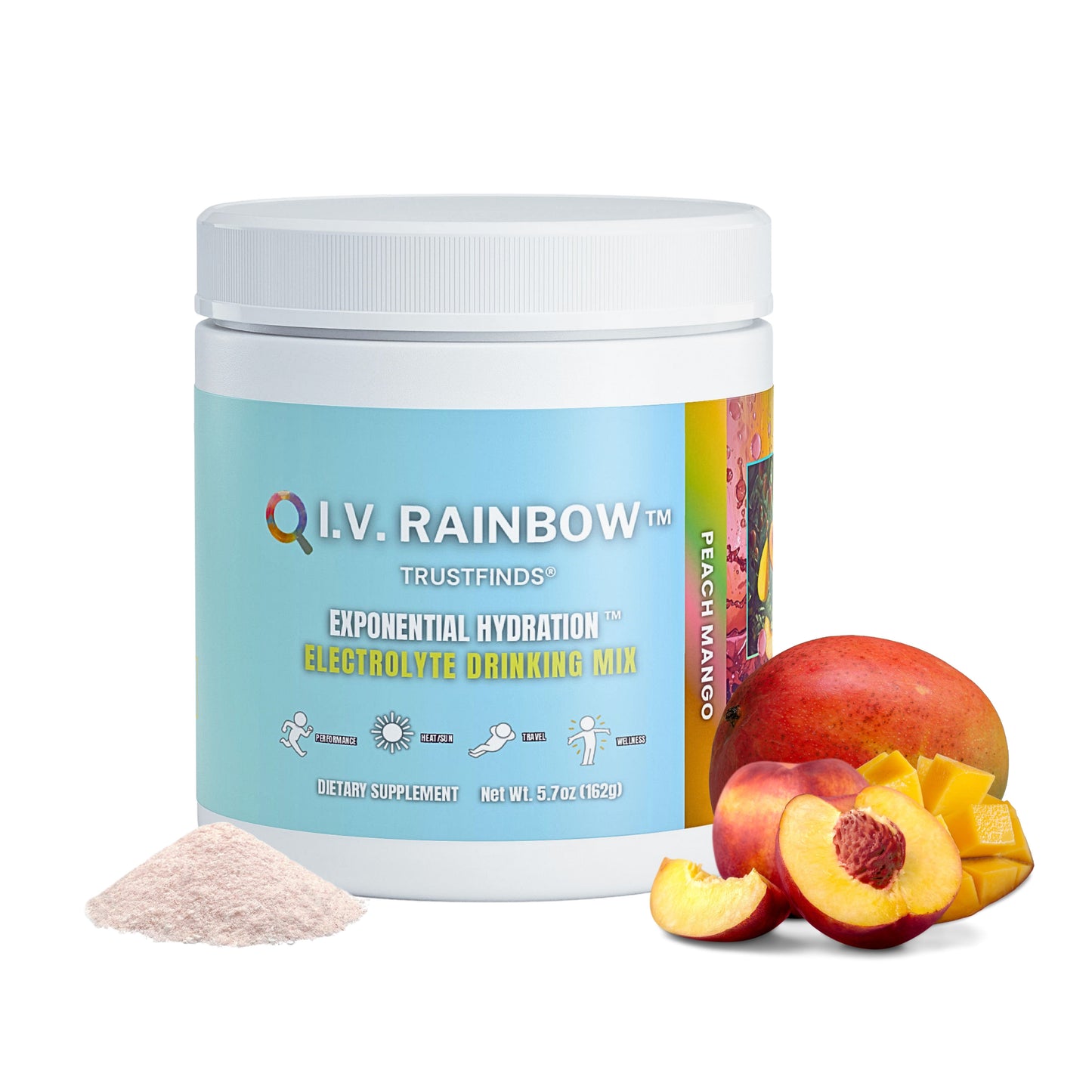 I.V. RAINBOW™ Electrolyte Drink Powder – Mmm Happily Peachy– Peach Mango Hydration Powder – Sodium, Potassium, Magnesium & Calcium – Keto Electrolytes Mix for Rapid Rehydration – 5.7 oz
