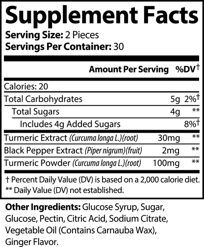 Trustfinds Turmeric Gummy Bears with Ginger and Black Pepper Extract - 60 Count