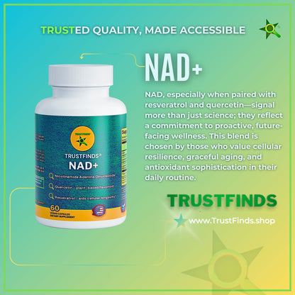 NAD+ (Nicotinamide Adenine Dinucleotide) with Quercetin and Resveratrol - Support Healthy Aging, Methylation, Cellular Energy Production and Metabolism* - 60 Vegan Capsules