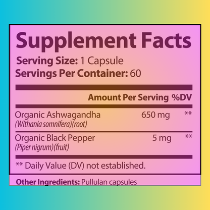 Trustfinds Ashwagandha Herbal Supplement 650mg, 60 Capsules - Vegetarian, Non-GMO, Gluten Free, Ashwagandha Root with Black Pepper for fast absorption