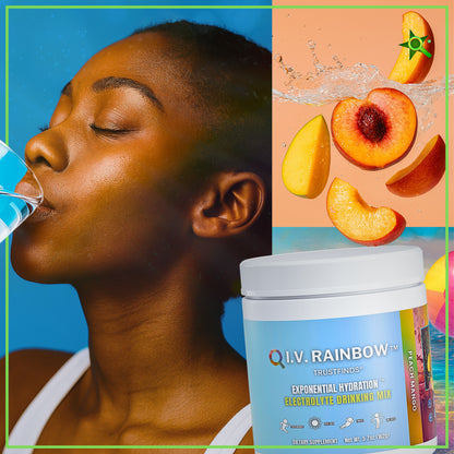 I.V. RAINBOW™ Electrolyte Drink Powder – Mmm Happily Peachy– Peach Mango Hydration Powder – Sodium, Potassium, Magnesium & Calcium – Keto Electrolytes Mix for Rapid Rehydration – 5.7 oz