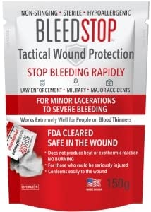 BleedStop™ First Aid Powder for Blood Clotting, Trauma Kit, Blood Thinner Patients, Camping Safety, and Survival Equipment for Moderate to Severe Bleeding Wounds or Nosebleeds - 4 (15g) Pouches