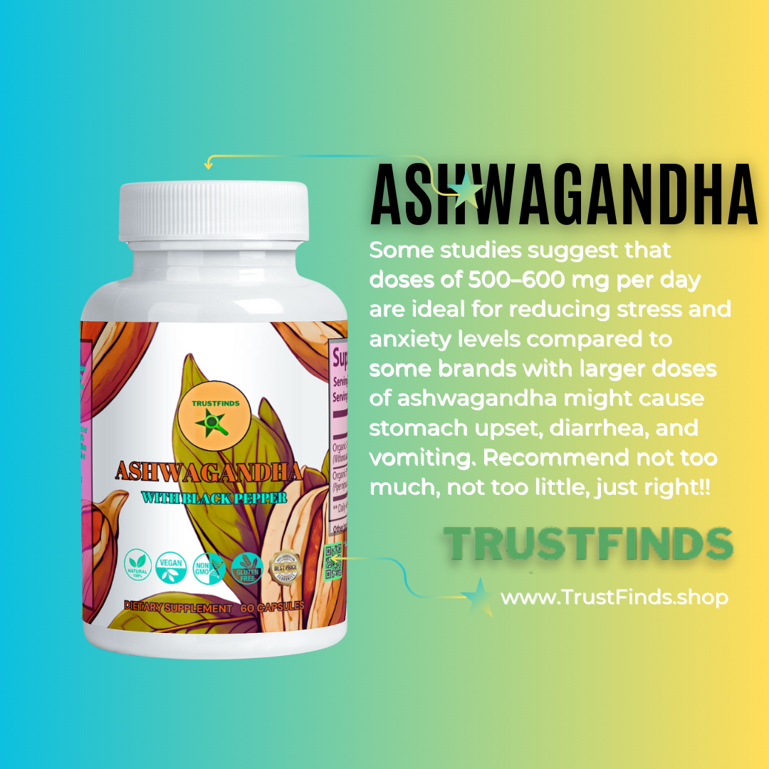 Trustfinds Ashwagandha Herbal Supplement 650mg, 60 Capsules - Vegetarian, Non-GMO, Gluten Free, Ashwagandha Root with Black Pepper for fast absorption