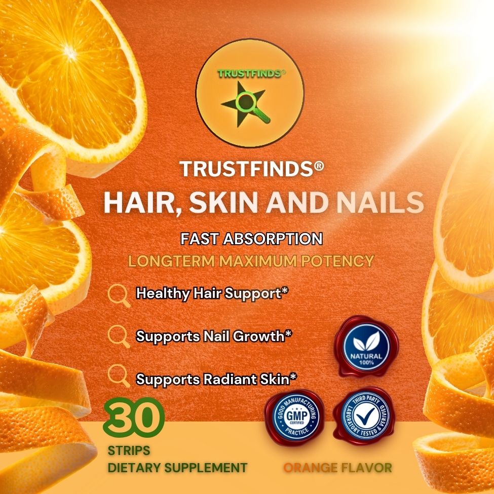 Hair Skin and Nails Strips- Supports Healthy Hair - Vegan biotin Vitamins for Women & Men Supports Faster Hair Growth, Stronger Nails, Healthy Skin, Extra Strength