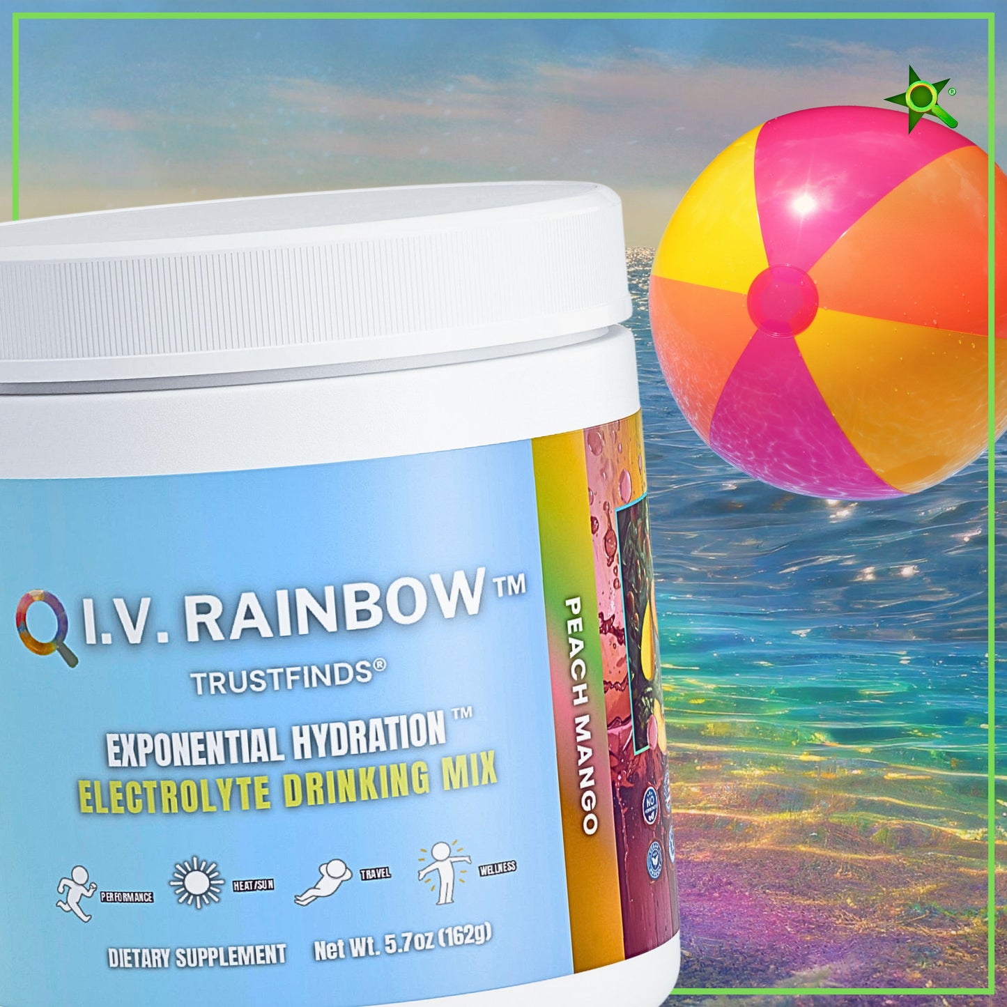 I.V. RAINBOW™ Electrolyte Drink Powder – Mmm Happily Peachy– Peach Mango Hydration Powder – Sodium, Potassium, Magnesium & Calcium – Keto Electrolytes Mix for Rapid Rehydration – 5.7 oz