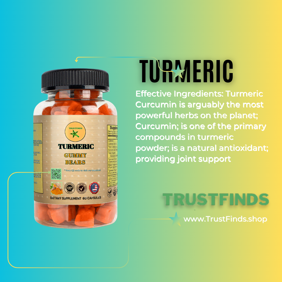 Trustfinds Turmeric Gummy Bears with Ginger and Black Pepper Extract - 60 Count