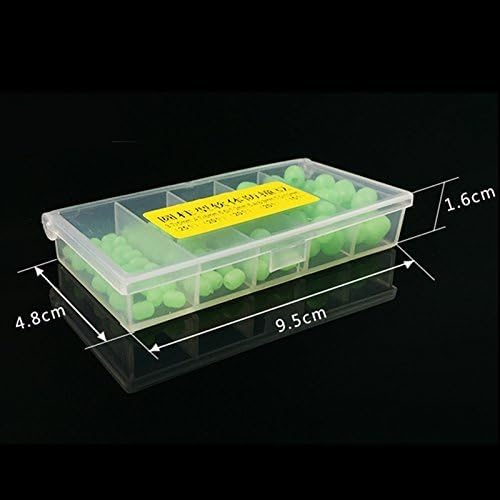 OriGlam 100pcs Soft Plastic Luminous Glow Fishing Beads, Beads Round Beads Fishing Lures, Green Sea Fishing Bead Fishing Tackle Tools