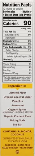 Simple Mills Almond Flour Pumpkin Muffin and Bread Mix, 1pk, 9 oz
