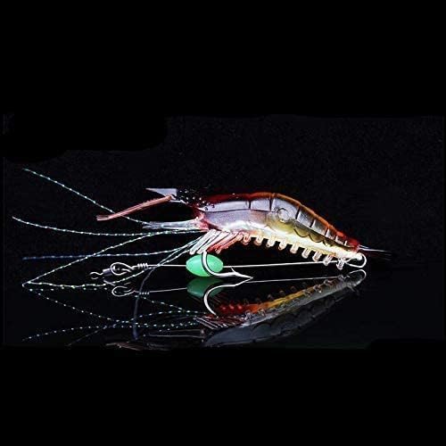 OriGlam 5pcs Soft Luminous Shrimp Lure Set, 5 Colors Shrimp Bait with Hooks and Beads - Fishing Tackles for Freshwater and Saltwater Bass, Trout, Catfish, Salmon