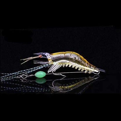 OriGlam 5pcs Soft Luminous Shrimp Lure Set, 5 Colors Shrimp Bait with Hooks and Beads - Fishing Tackles for Freshwater and Saltwater Bass, Trout, Catfish, Salmon