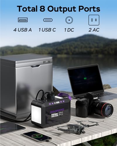 MARBERO 237Wh Solar Generator with Solar Panel Included Portable Power Station 300W Pure Sine Wave with Foldable Solar Panel 60W Set for Camping Outdoor Hiking Fishing Emergency
