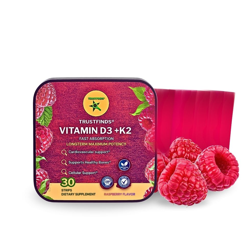 Long Term Vitamin D3 K2 Supplement 2000 IU - Fast-Absorbing Oral Strips for Bone & Heart Health - Vitamin D K2 Plant-Based Formula - D3K2 - High-Potency Vitamina D3 con K2- Non GMO - Sugar-Free (30 Count)