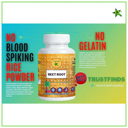 Trustfinds Organic Beet Root Powder Capsules - Supports Blood Pressure, Increase Stamina, Digestive, Immune System (Pure, Non-GMO & Gluten Free)