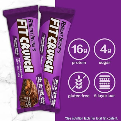 FITCRUNCH Snack Size Protein Bars, 6-Layer Baked Bar, 3g of Sugar, Gluten Free & Soft Cake Core (9 Count, Flavor Lovers)