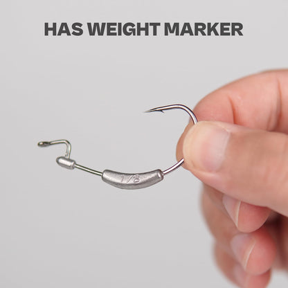 Weighted Swimbait Hooks with Molded Bait Keeper, Equipped with Weedless EWG Worm Fishing Hooks 2/0 3/0 4/0 5/0 1/16 1/8 3/16 1/4oz (15 PCs)